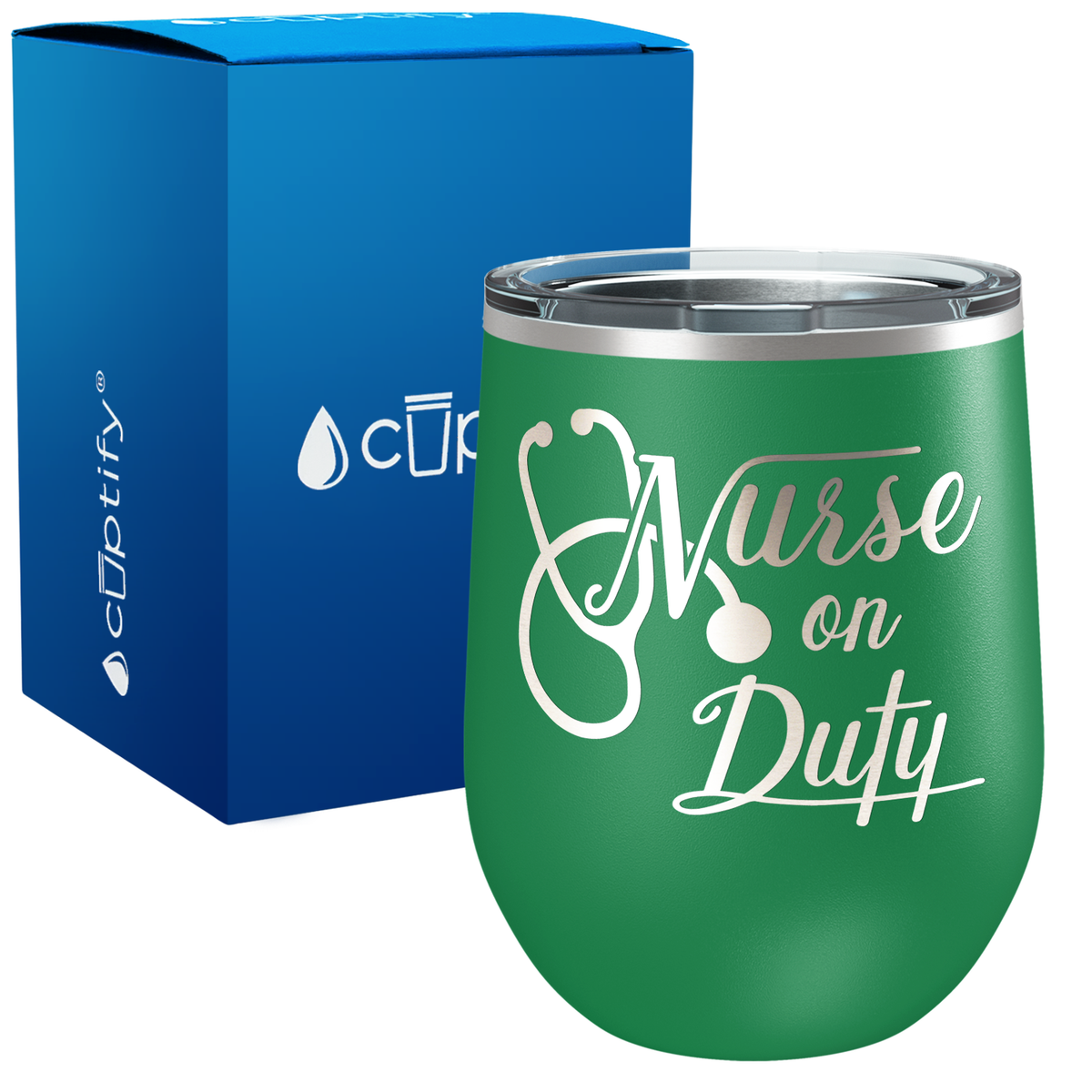 Nurse on Duty with Stethoscope 12oz Nurse Wine Tumbler