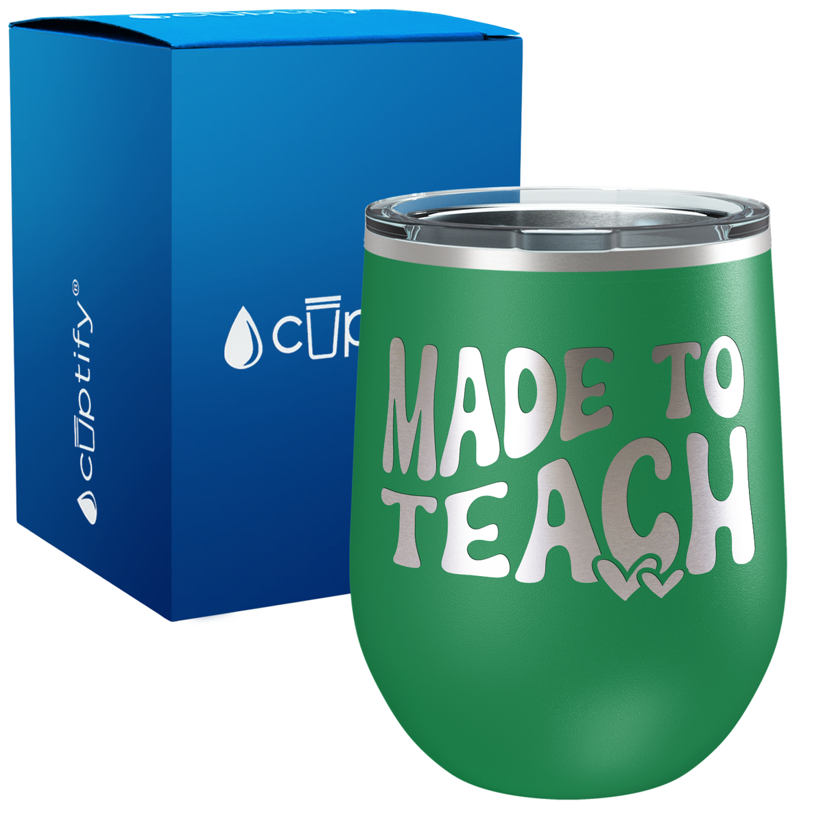 Made to Teach with Hearts 12oz Teacher Wine Tumbler