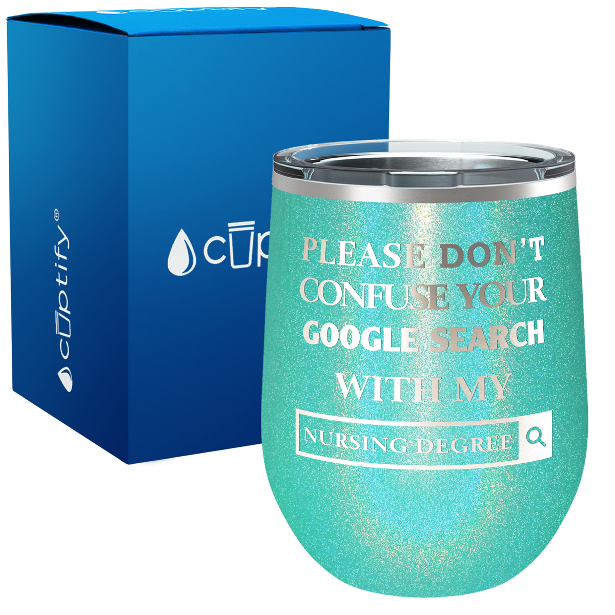 Google Search vs Nursing Degree 12oz Nurse Wine Tumbler