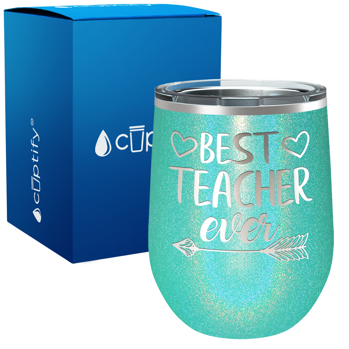 Best Teacher Ever with Arrow 12oz Teacher Wine Tumbler