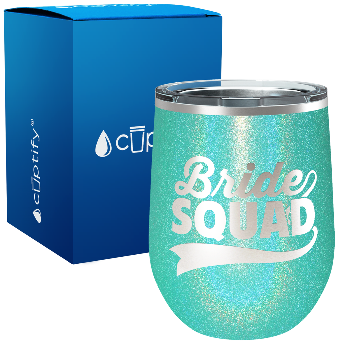 Bride Squad Swoosh 12oz Bridal Shower Wine Tumbler