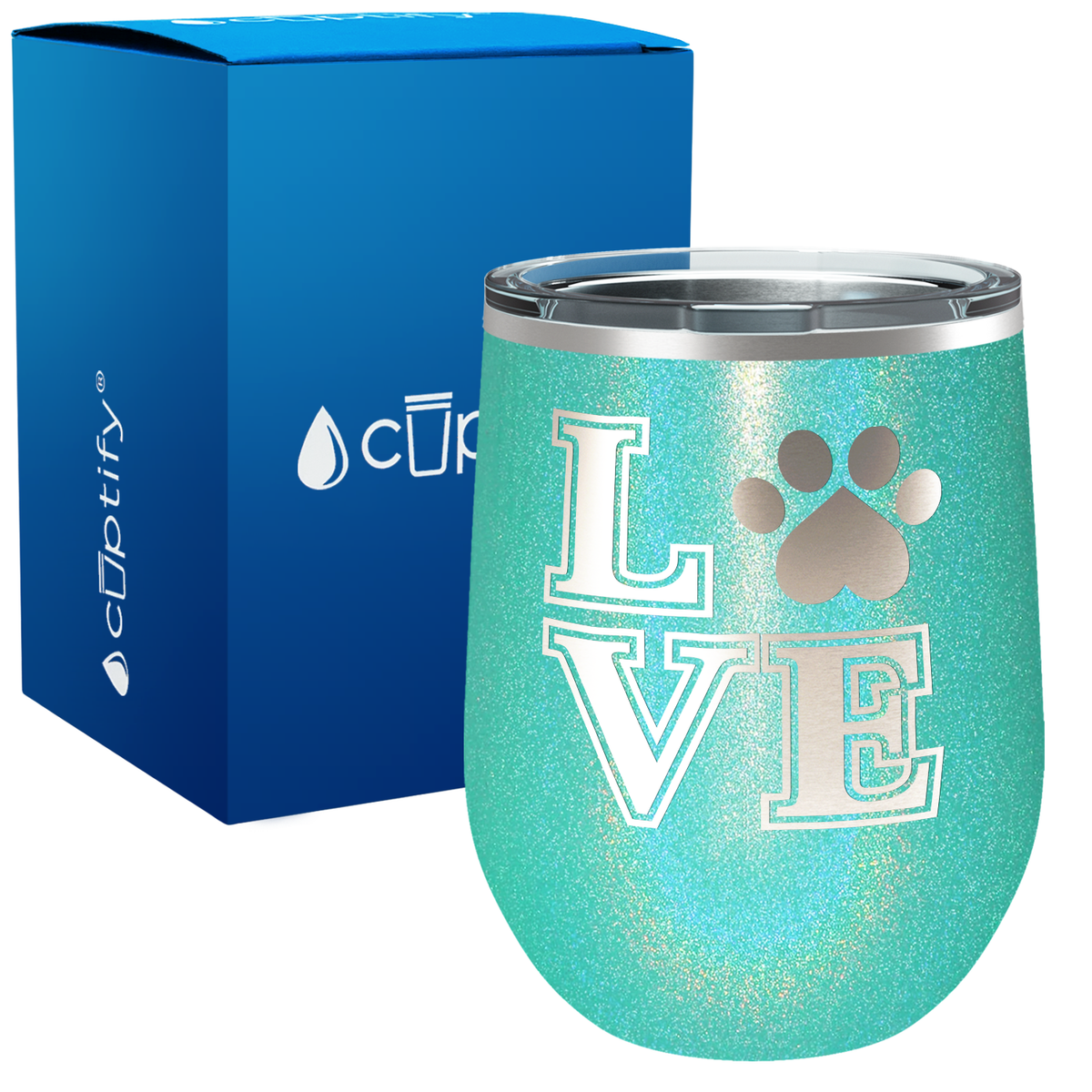 Love Dogs Paw Print 12oz Dog Wine Tumbler