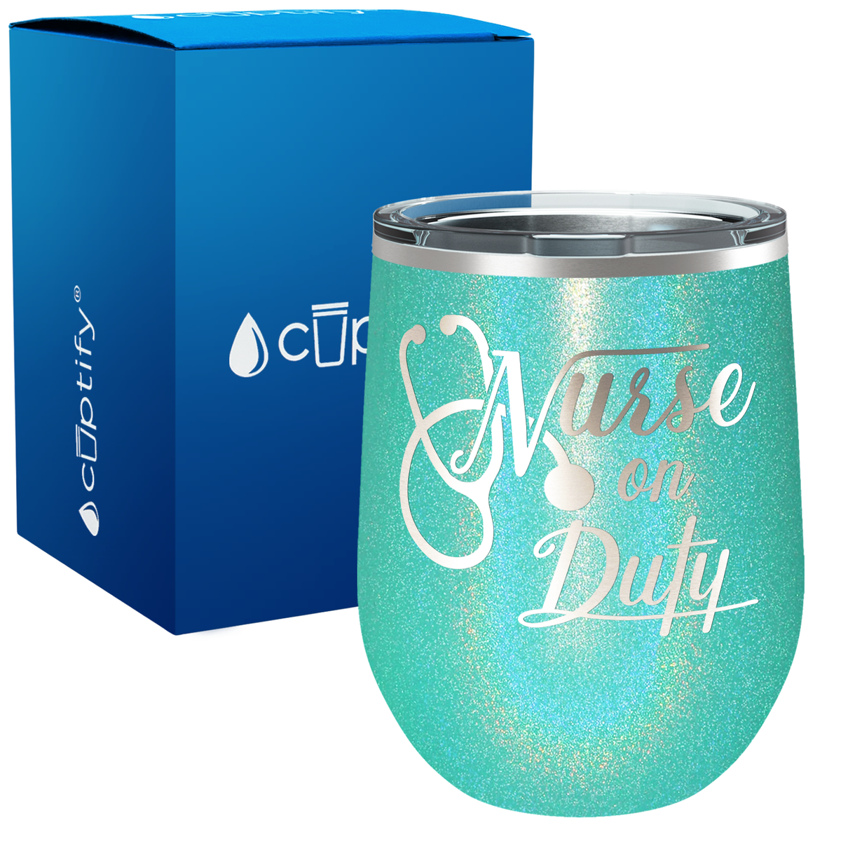 Nurse on Duty with Stethoscope 12oz Nurse Wine Tumbler