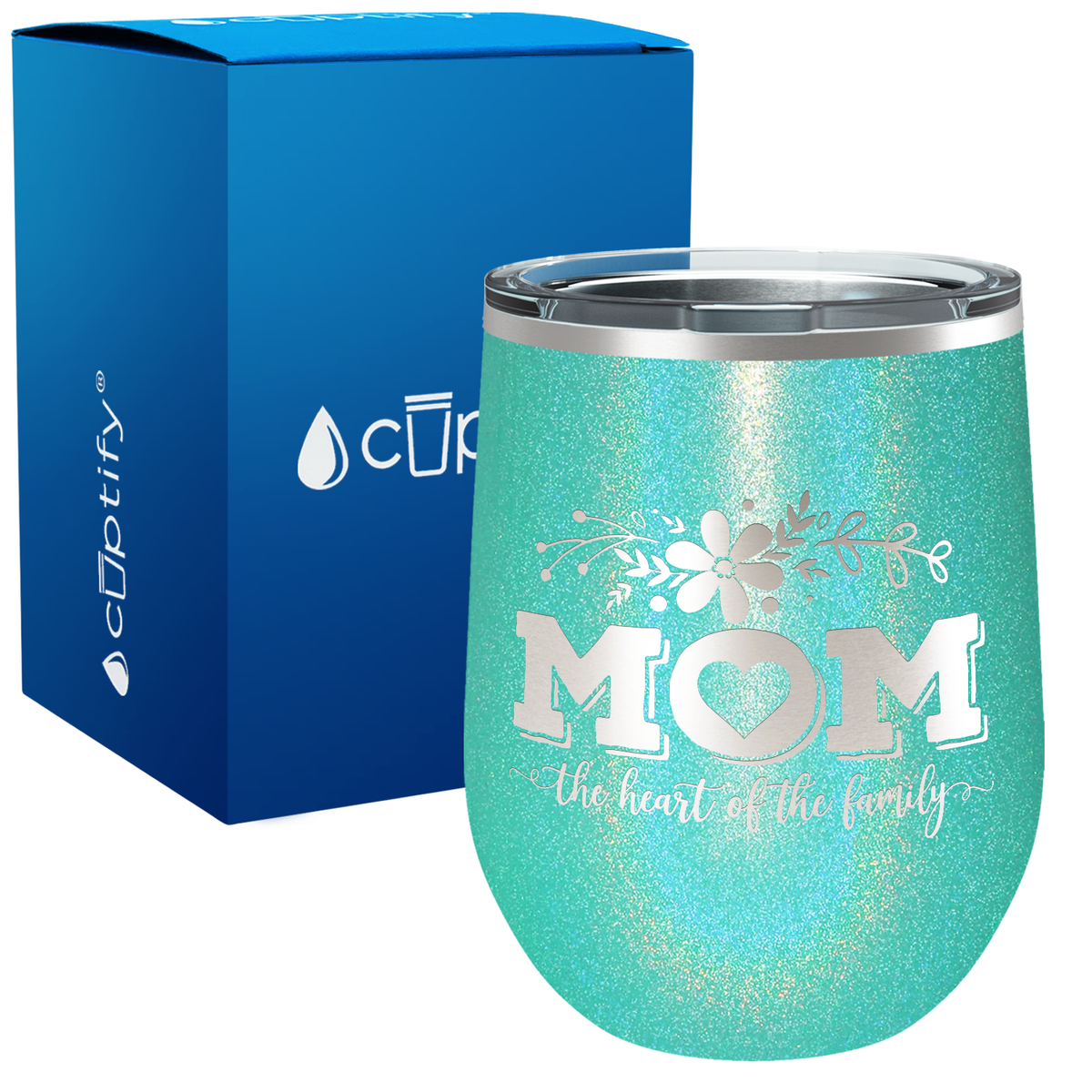 Mom the Heart of the Family 12oz Mom Wine Tumbler