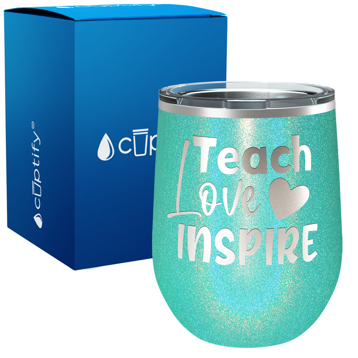 Teach Love Inspire with Heart 12oz Teacher Wine Tumbler