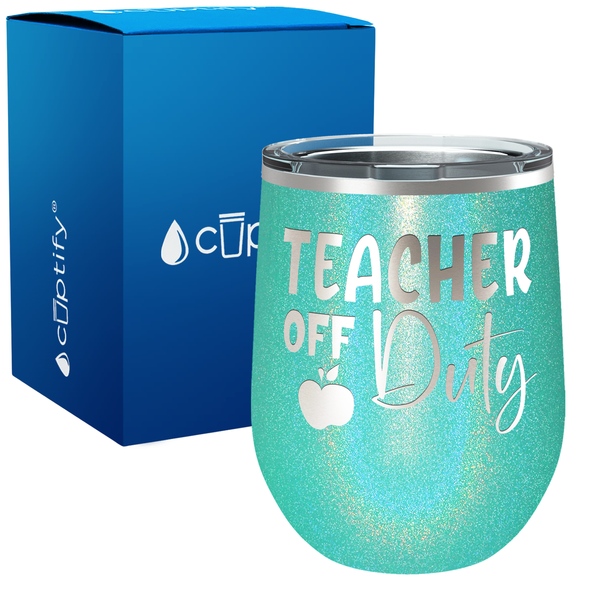 Teacher off Duty with Apple 12oz Teacher Wine Tumbler