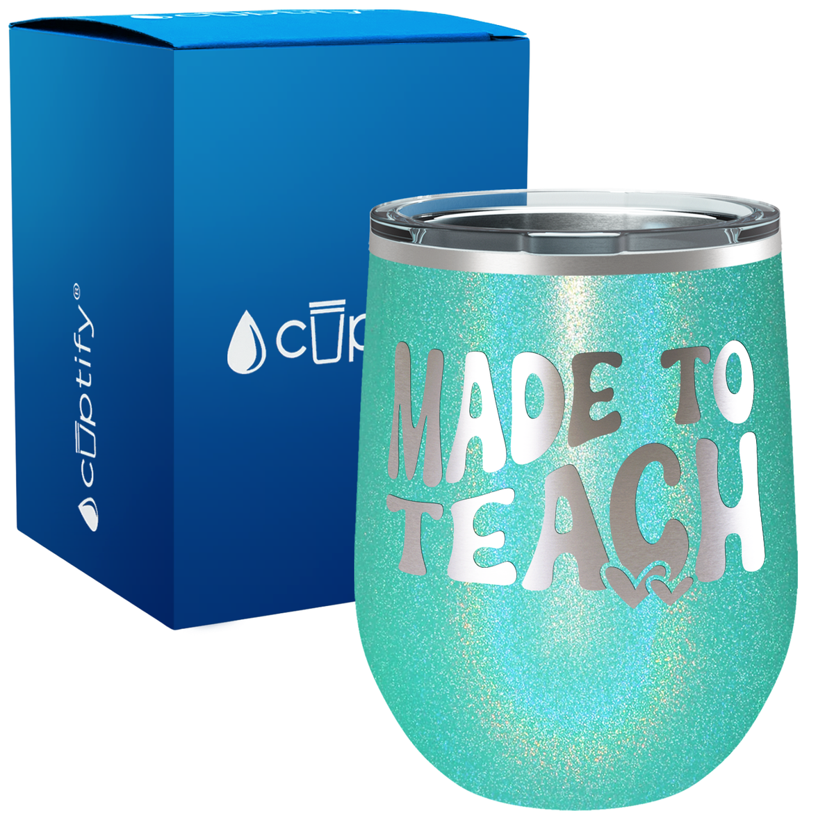 Made to Teach with Hearts 12oz Teacher Wine Tumbler