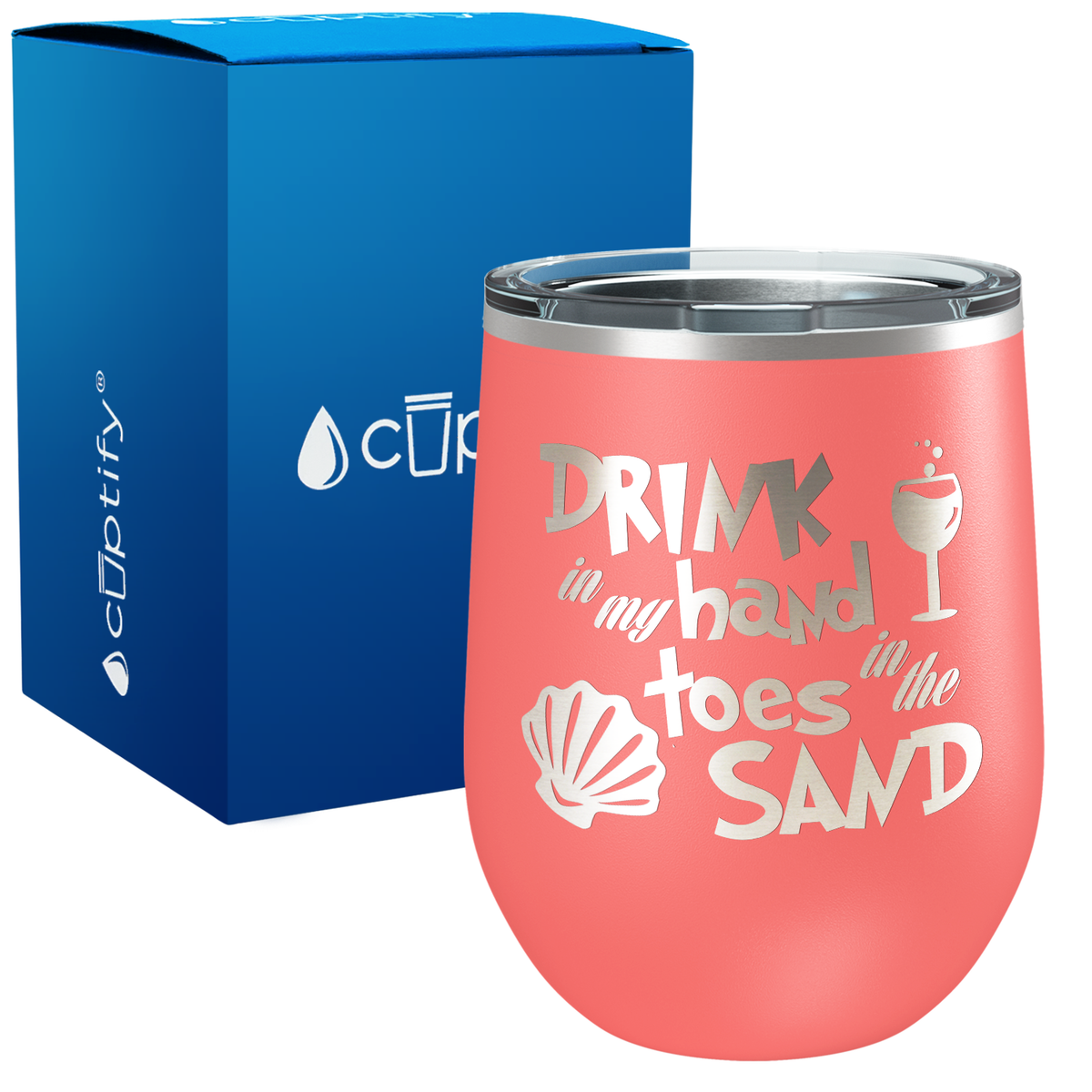Drink in my Hand Toes in the Sand 12oz Beach Wine Tumbler