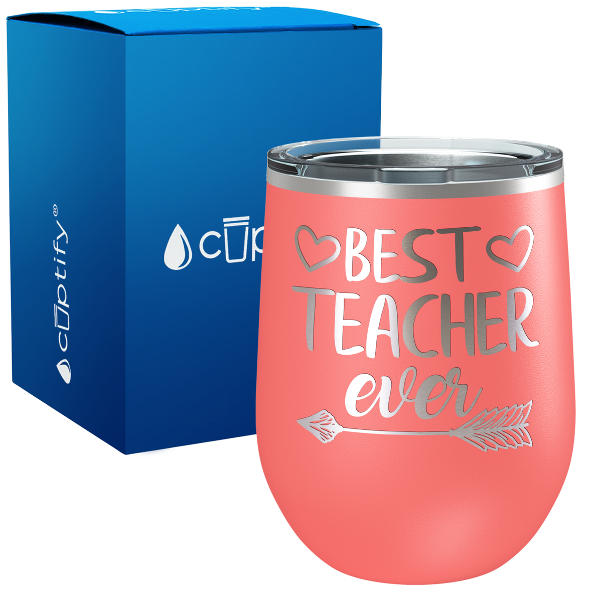 Best Teacher Ever with Arrow 12oz Teacher Wine Tumbler