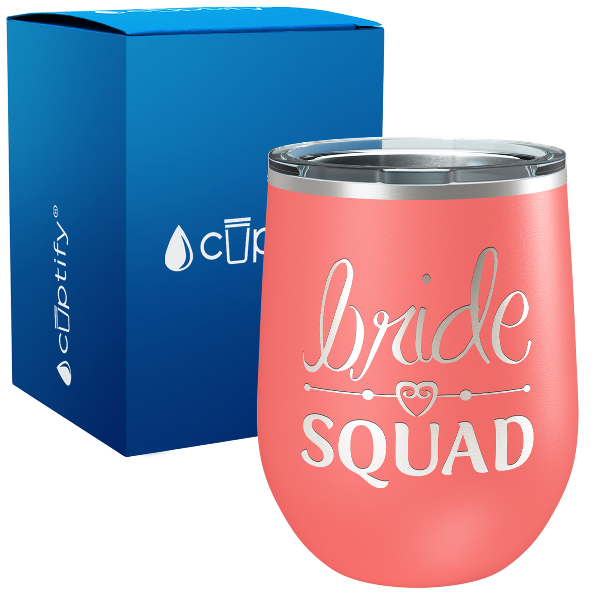 Bride Squad Heart 12oz Bridal Shower Wine Tumbler