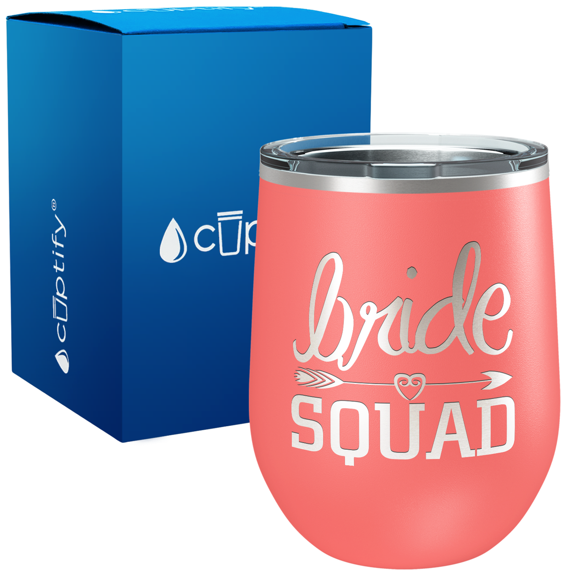 Bride Squad Heart Arrow 12oz Bridal Shower Wine Tumbler