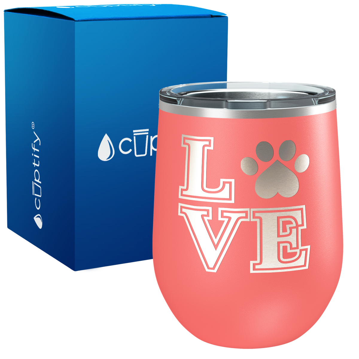 Love Dogs Paw Print 12oz Dog Wine Tumbler