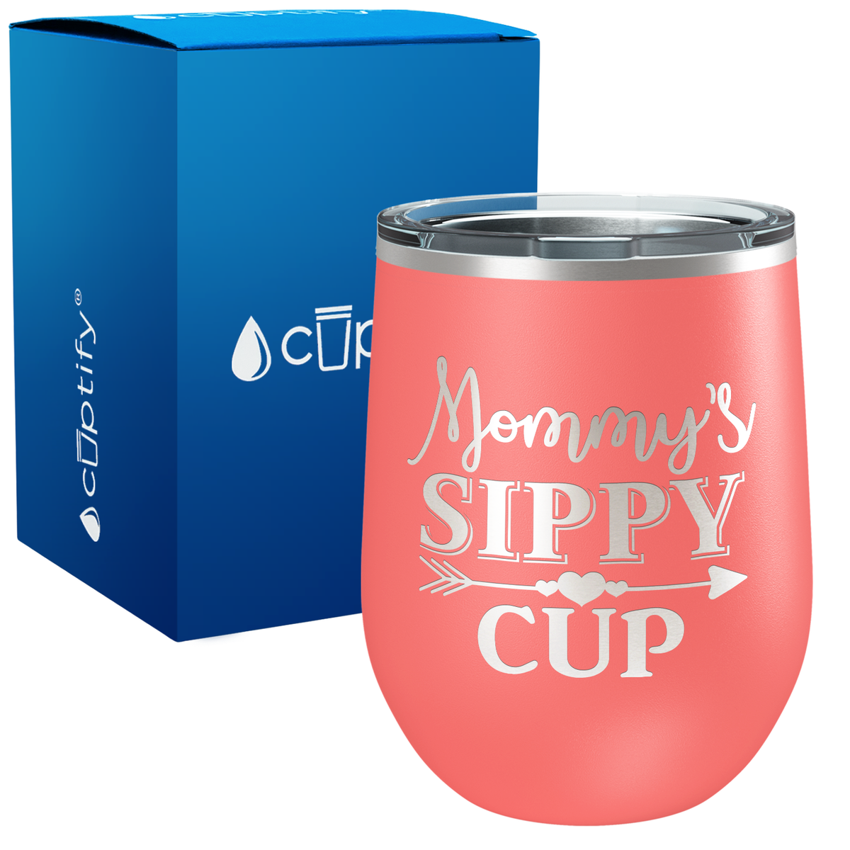 Mommy's Sippy Cup  Arrow 12oz Mom Wine Tumbler