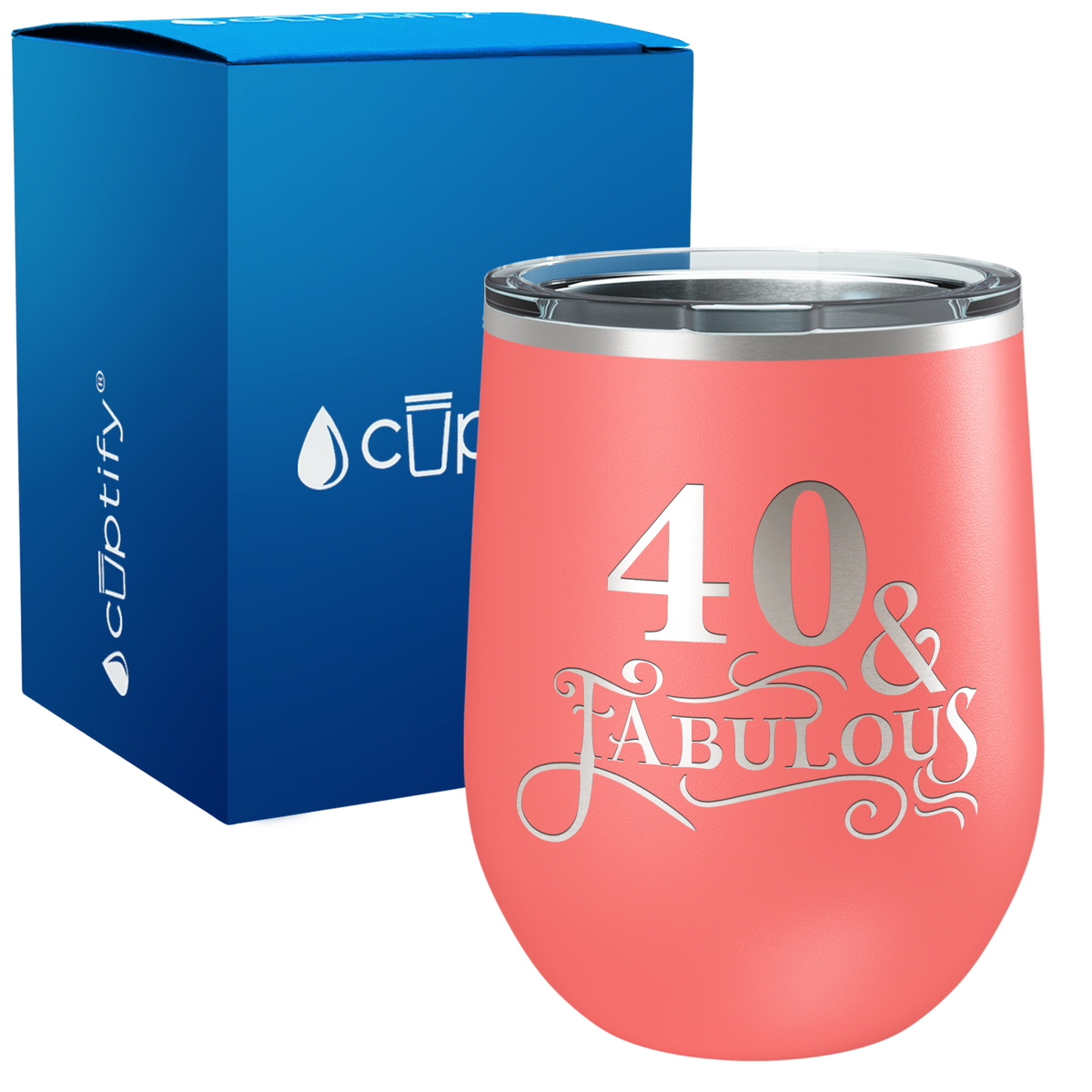 40 & Fabulous Laser Engraved 12oz Birthday Wine Tumbler