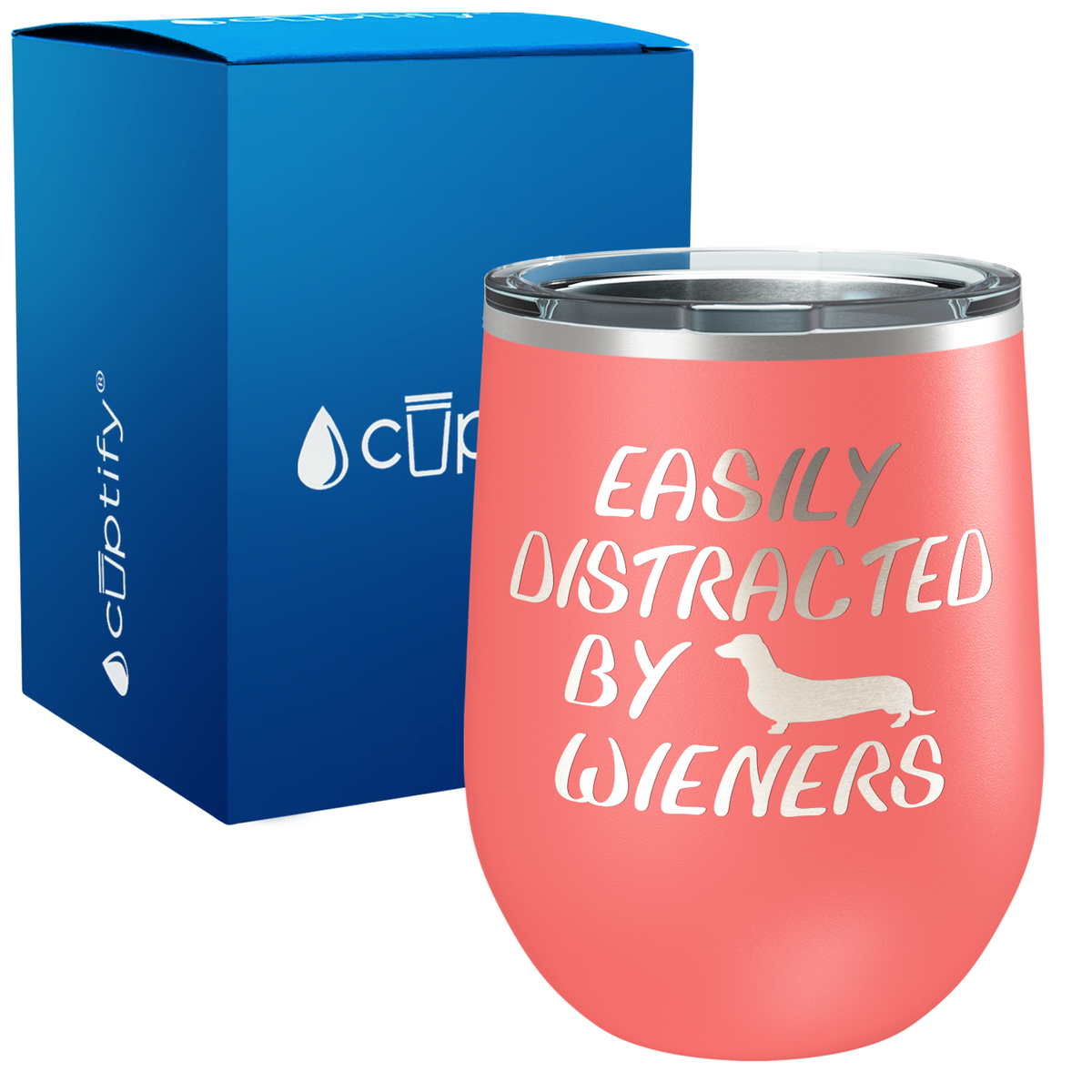 Easily Distracted by Wieners 12oz Dog Wine Tumbler