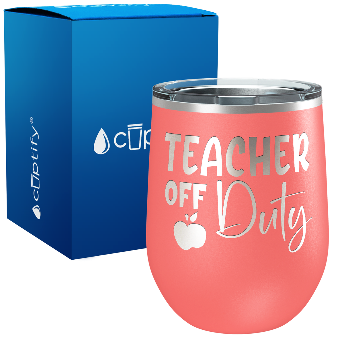 Teacher off Duty with Apple 12oz Teacher Wine Tumbler
