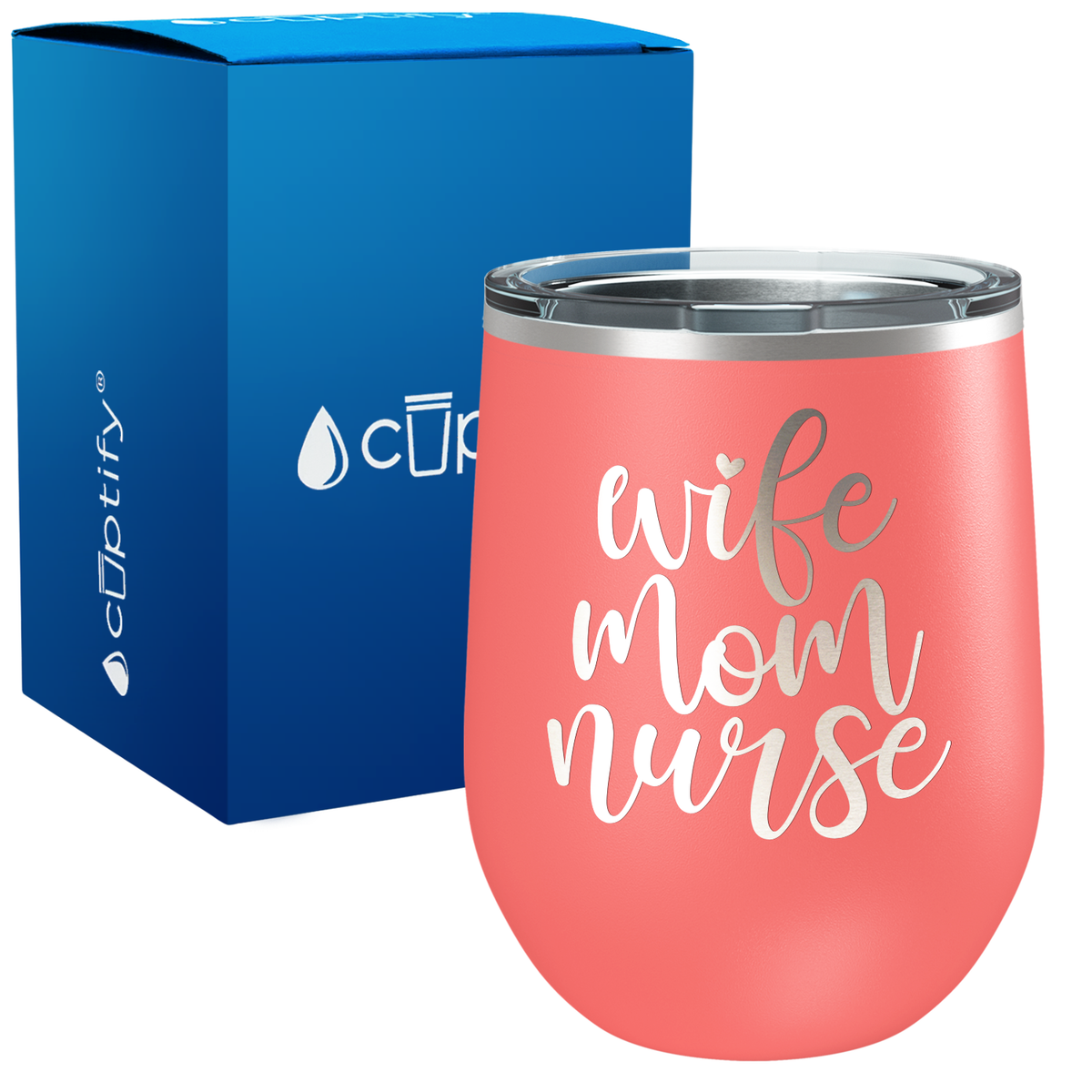 Wife Mom Nurse 12oz Nurse Wine Tumbler