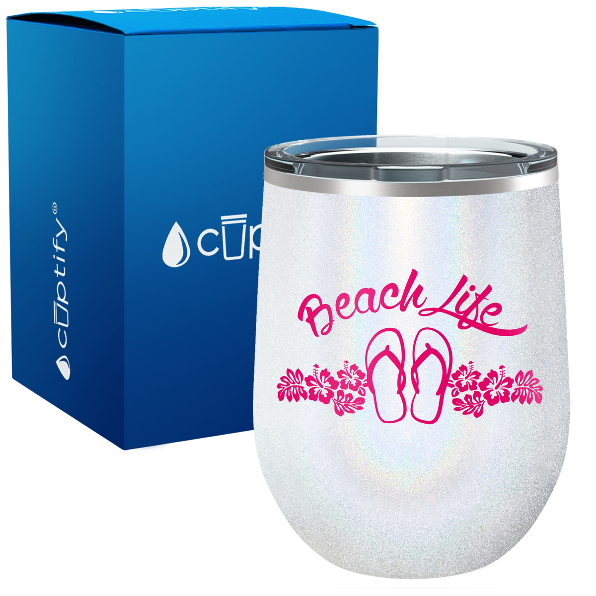 Beach Life Flowers and Sandals 12oz Beach Wine Tumbler