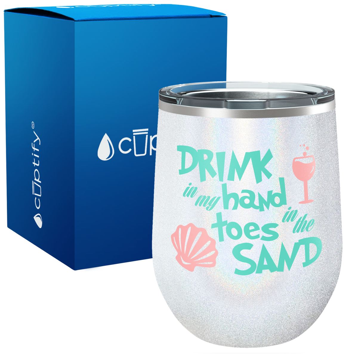 Drink in my Hand Toes in the Sand 12oz Beach Wine Tumbler