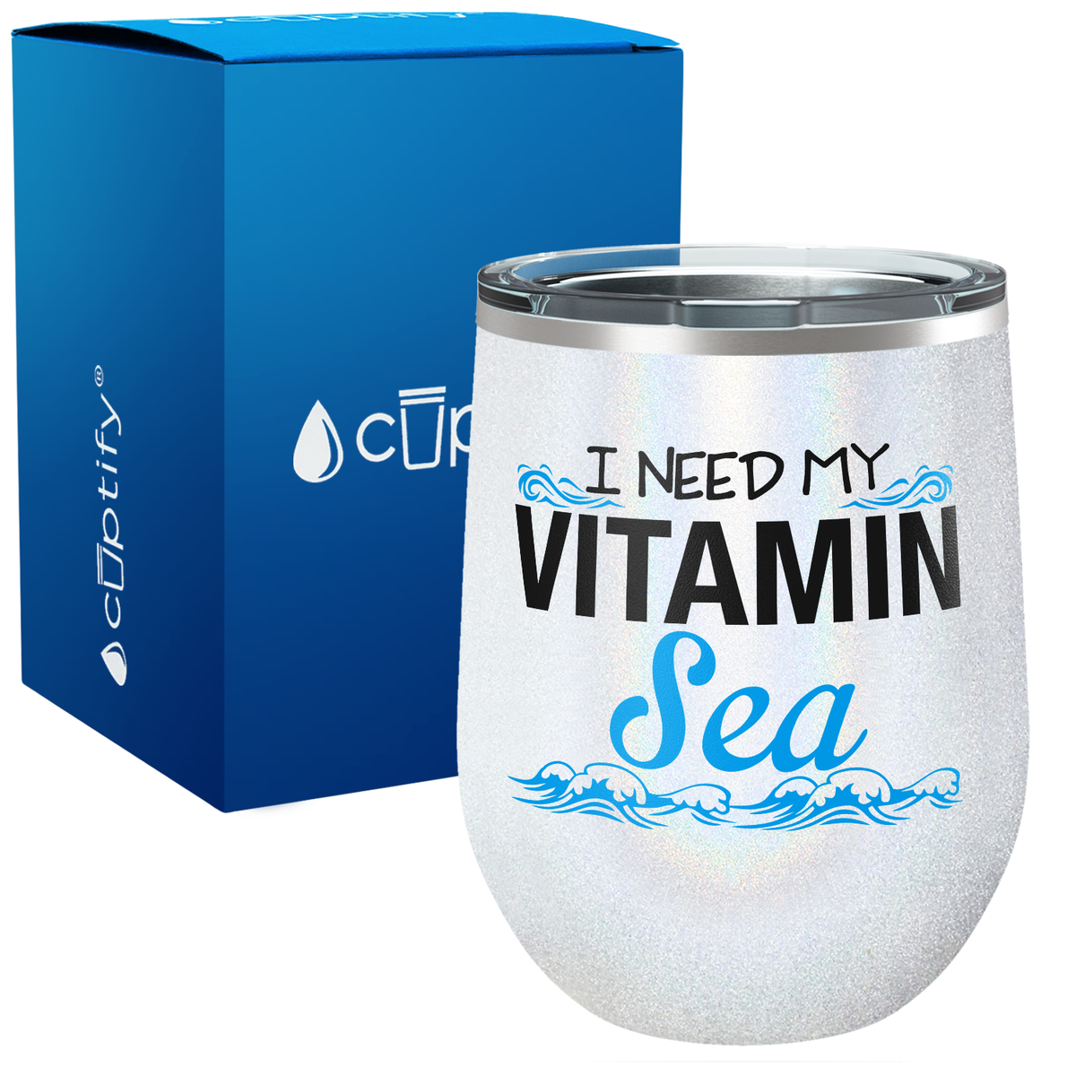 I Need my Vitamin Sea 12oz Beach Wine Tumbler