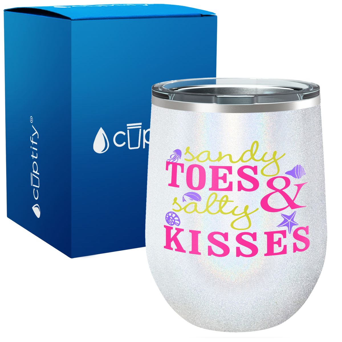Sandy Toes Salty Kisses 12oz Beach Wine Tumbler