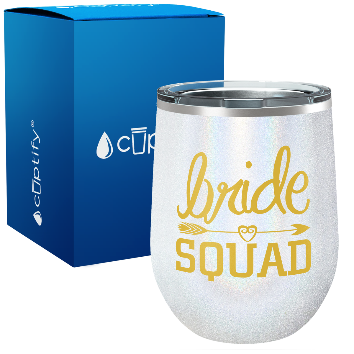 Bride Squad Heart Arrow 12oz Bridal Shower Wine Tumbler