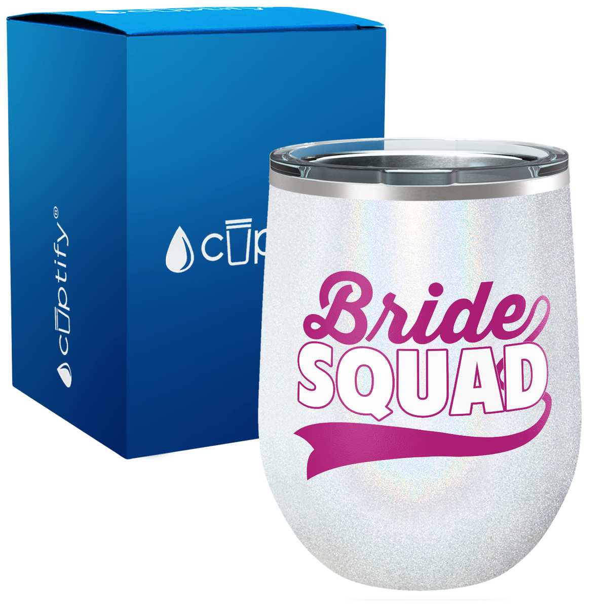Bride Squad Swoosh 12oz Bridal Shower Wine Tumbler