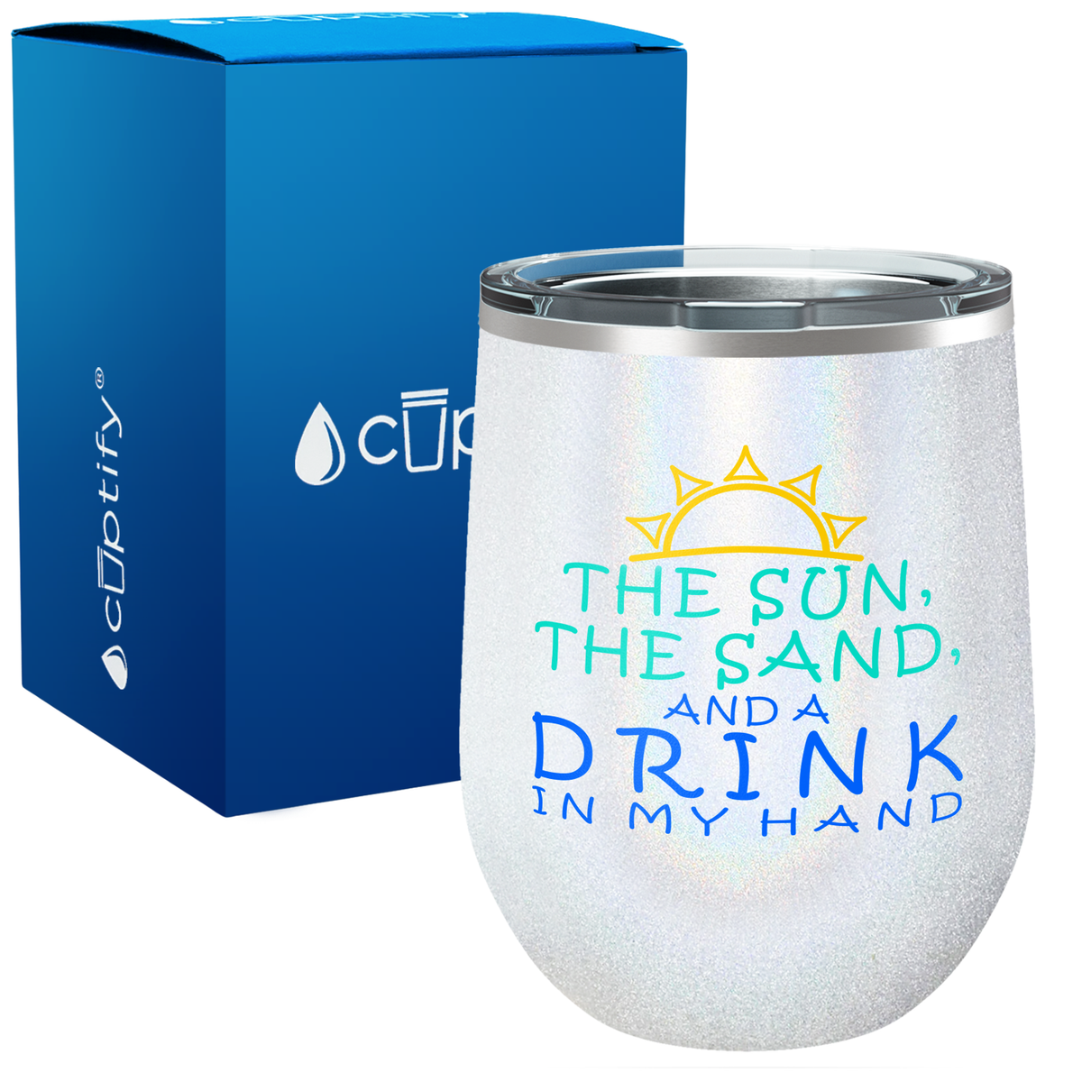 The Sun, The Sand and a Drink in My Hand 12oz Funny Wine Tumbler