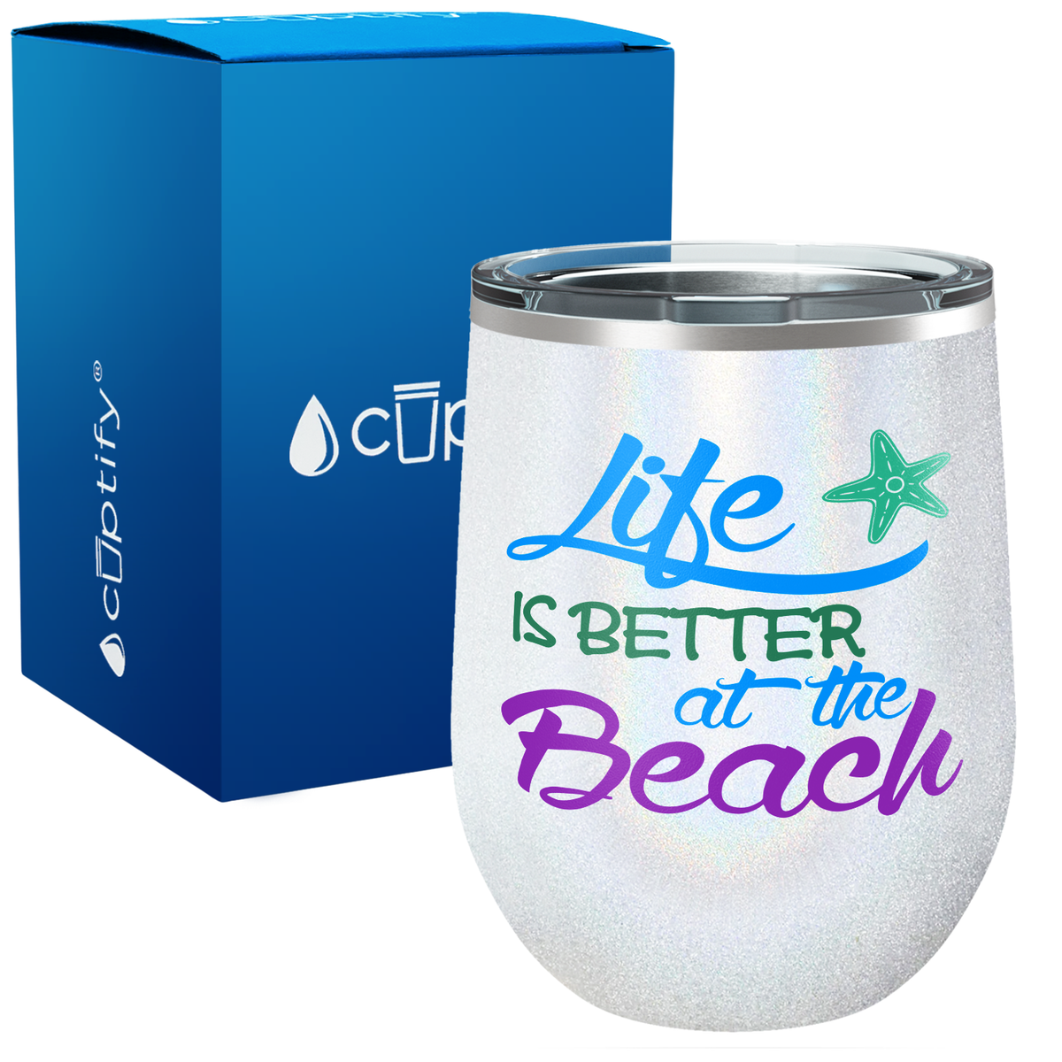 Life is Better at the Beach with Starfish 12oz Beach Wine Tumbler
