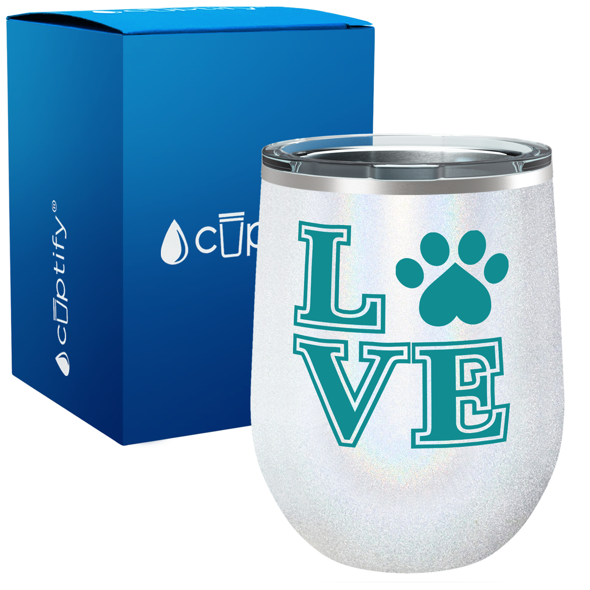 Love Dogs Paw Print 12oz Dog Wine Tumbler