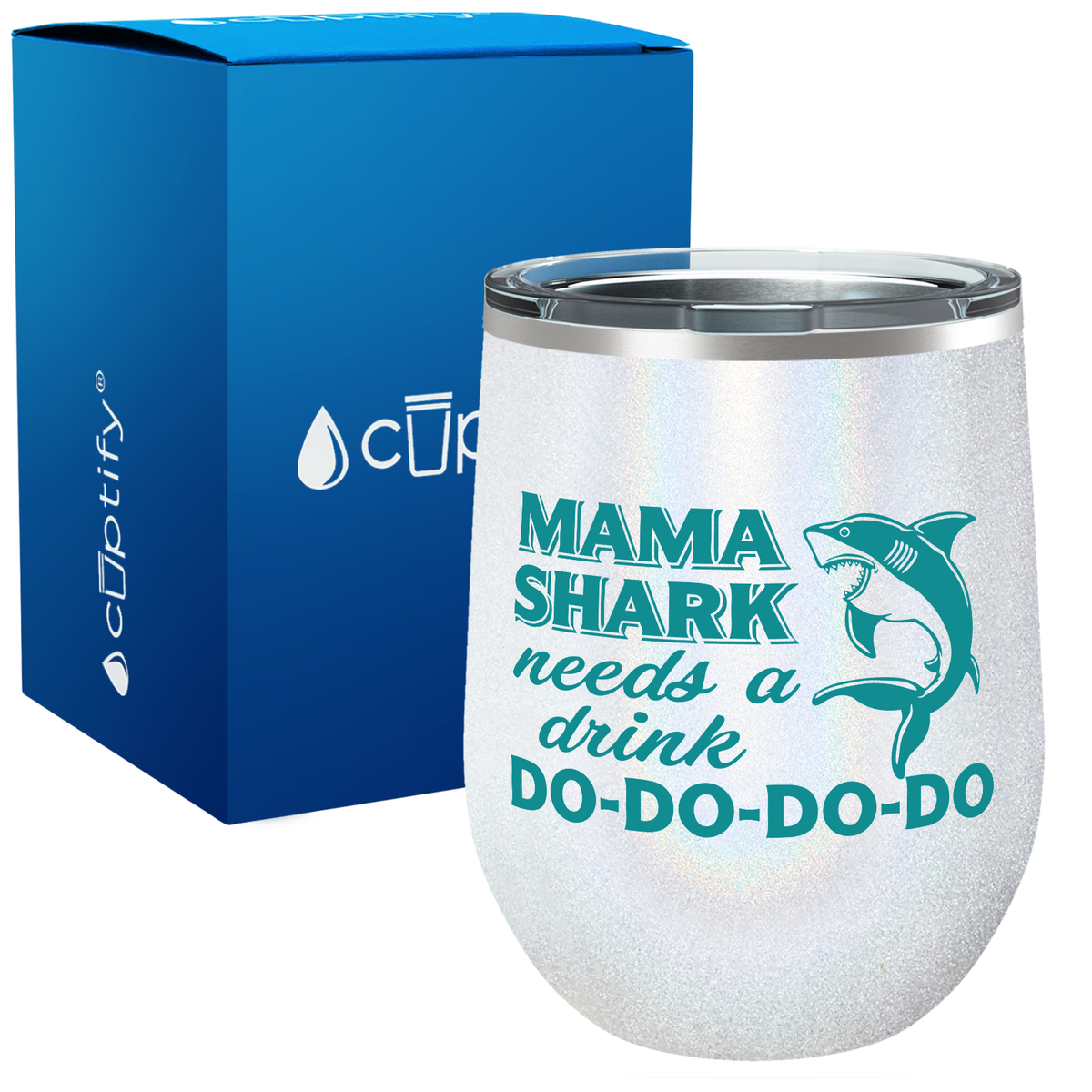Mama Shark Needs a Drink Do-Do-Do-Do 12oz Stainless Steel Wine Tumbler