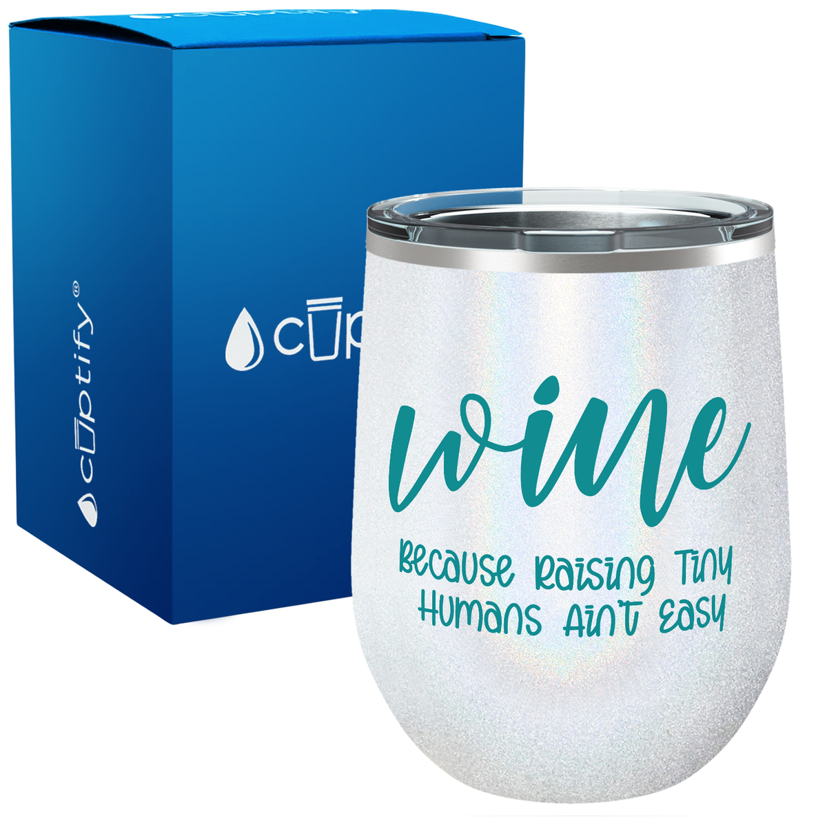 Raising Tiny Humans 12oz Mom Wine Tumbler