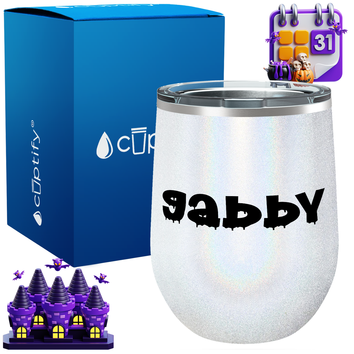 Personalized Haunted Style 12oz Halloween Wine Tumbler
