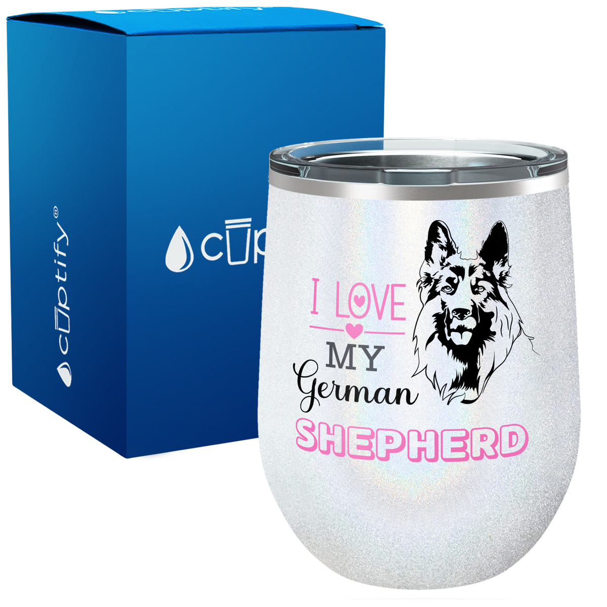 I Love my German Shepherd 12oz Dog Wine Tumbler