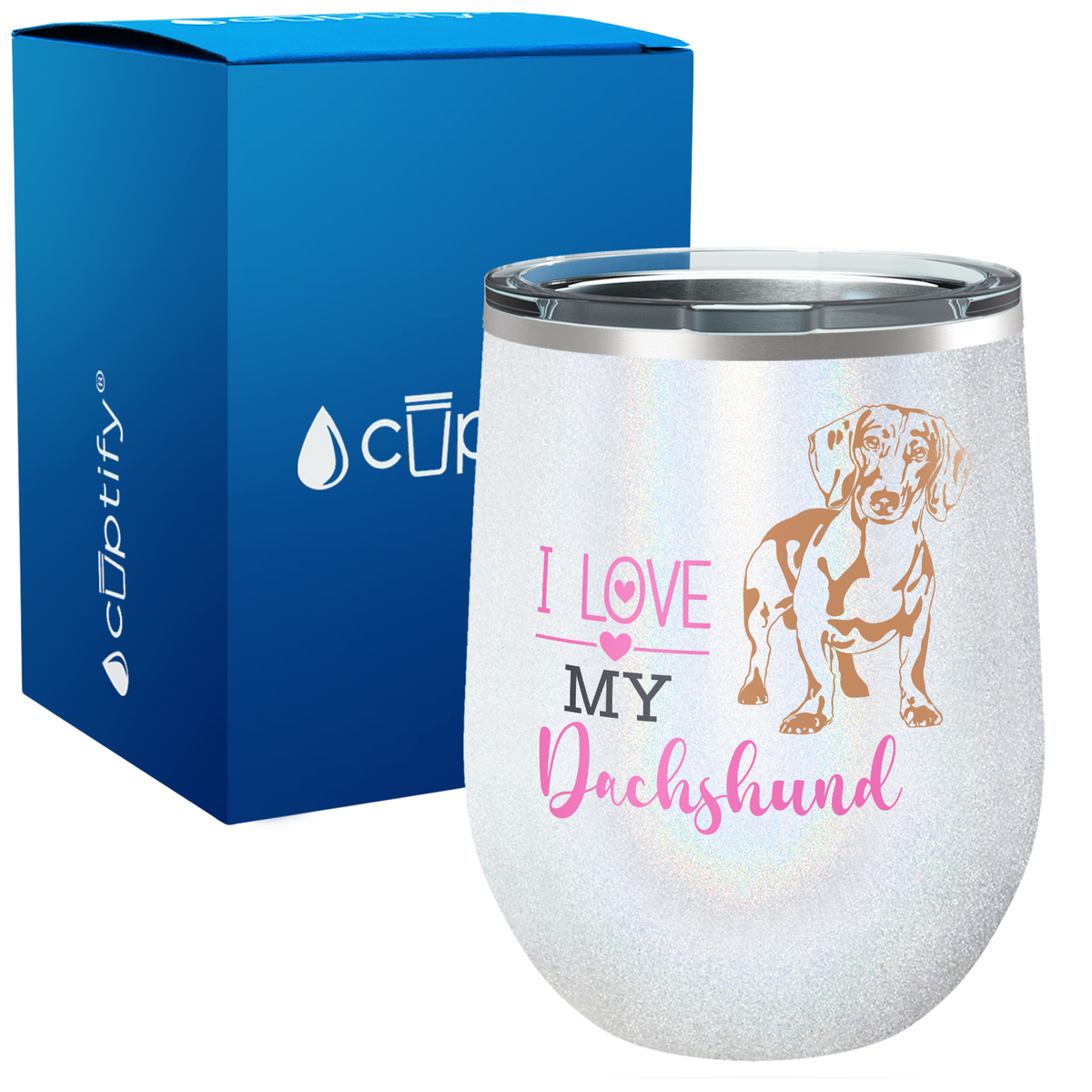 I Love my Dachshund 12oz Dog Wine Tumbler