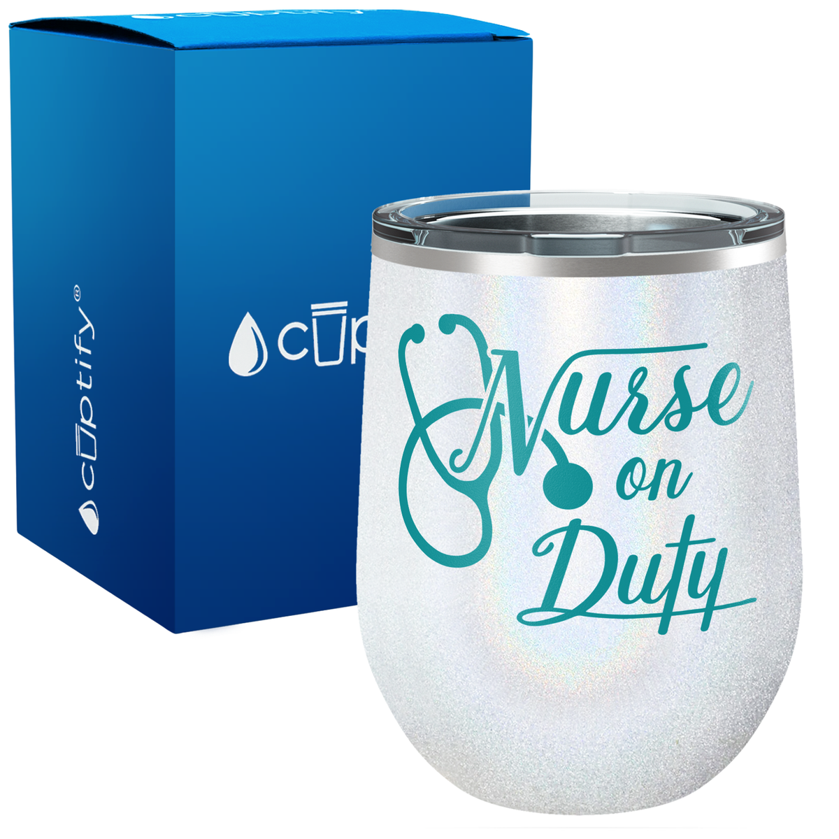 Nurse on Duty with Stethoscope 12oz Nurse Wine Tumbler