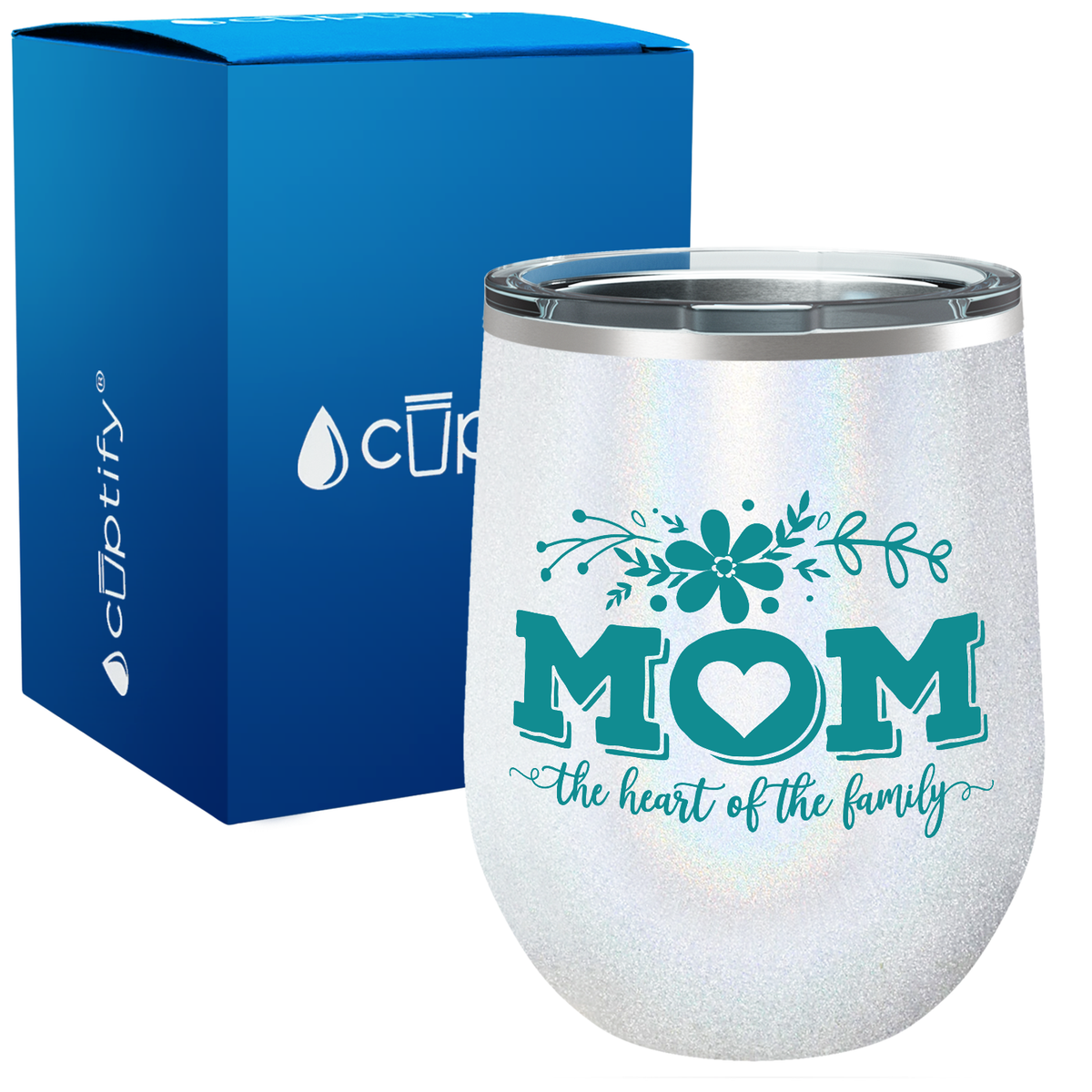 Mom the Heart of the Family 12oz Mom Wine Tumbler