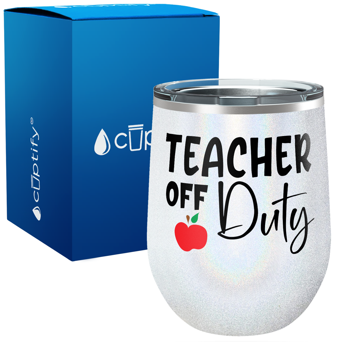 Teacher off Duty with Apple 12oz Teacher Wine Tumbler