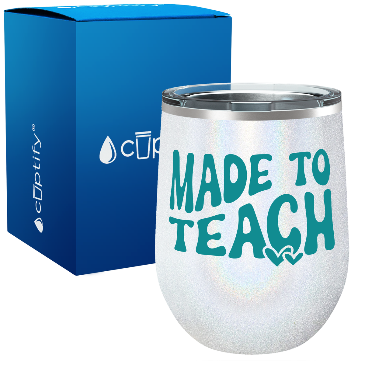 Made to Teach with Hearts 12oz Teacher Wine Tumbler