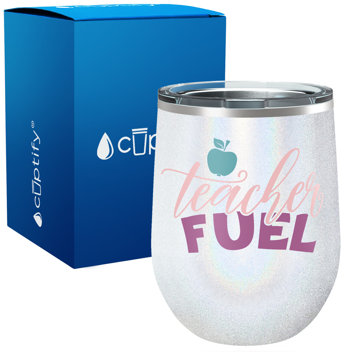 Teacher Fuel with Apple 12oz Teacher Wine Tumbler