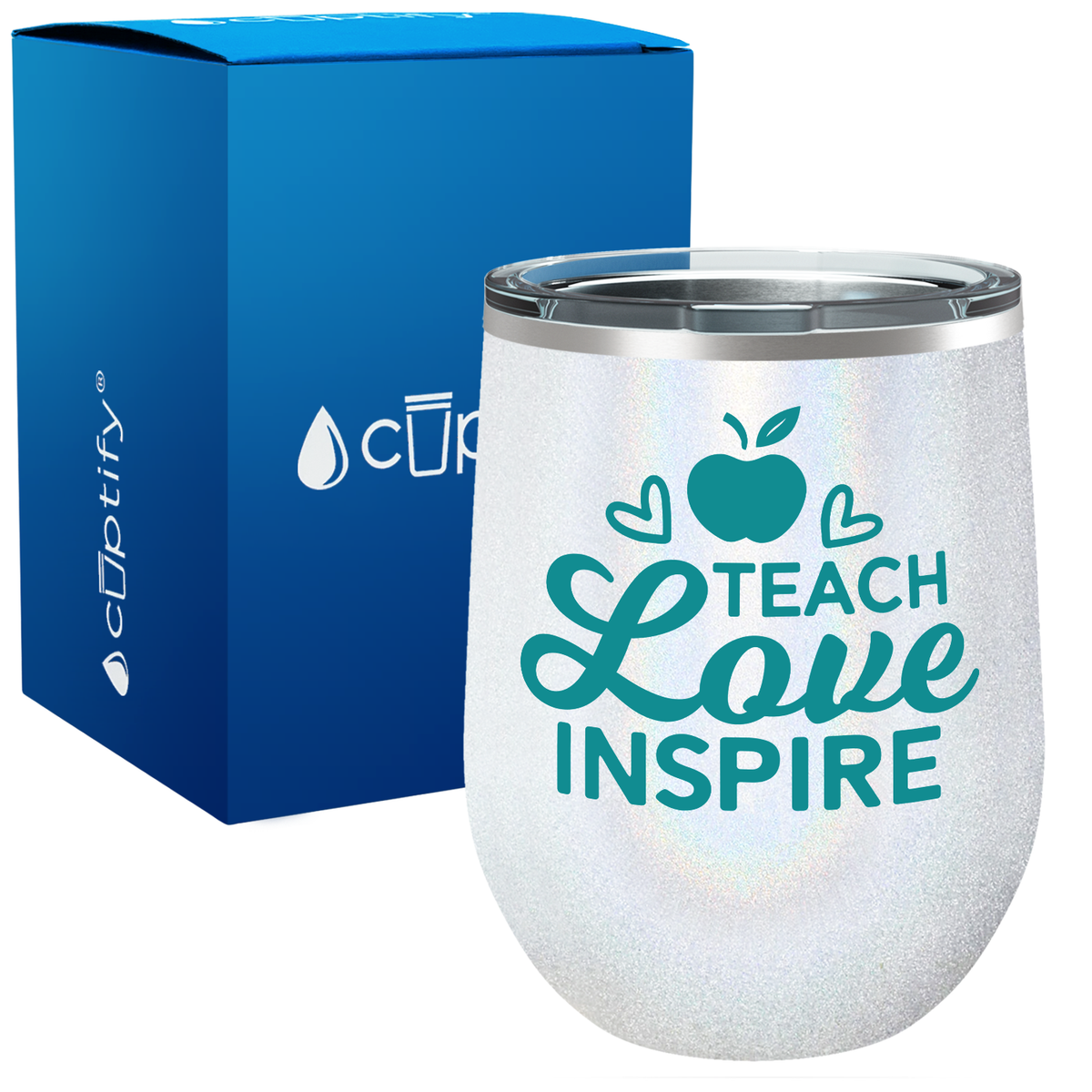 Teach Love Inspire with Apple 12oz Teacher Wine Tumbler