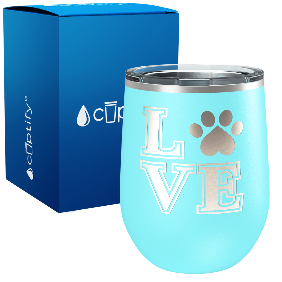 Love Dogs Paw Print 12oz Dog Wine Tumbler