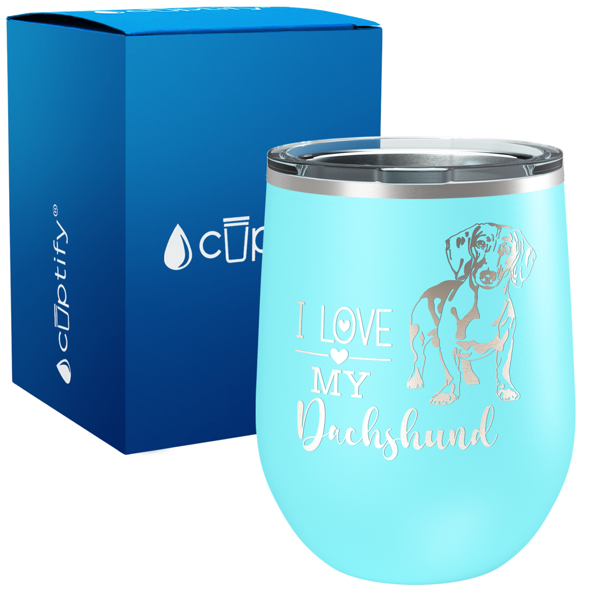 I Love my Dachshund 12oz Dog Wine Tumbler