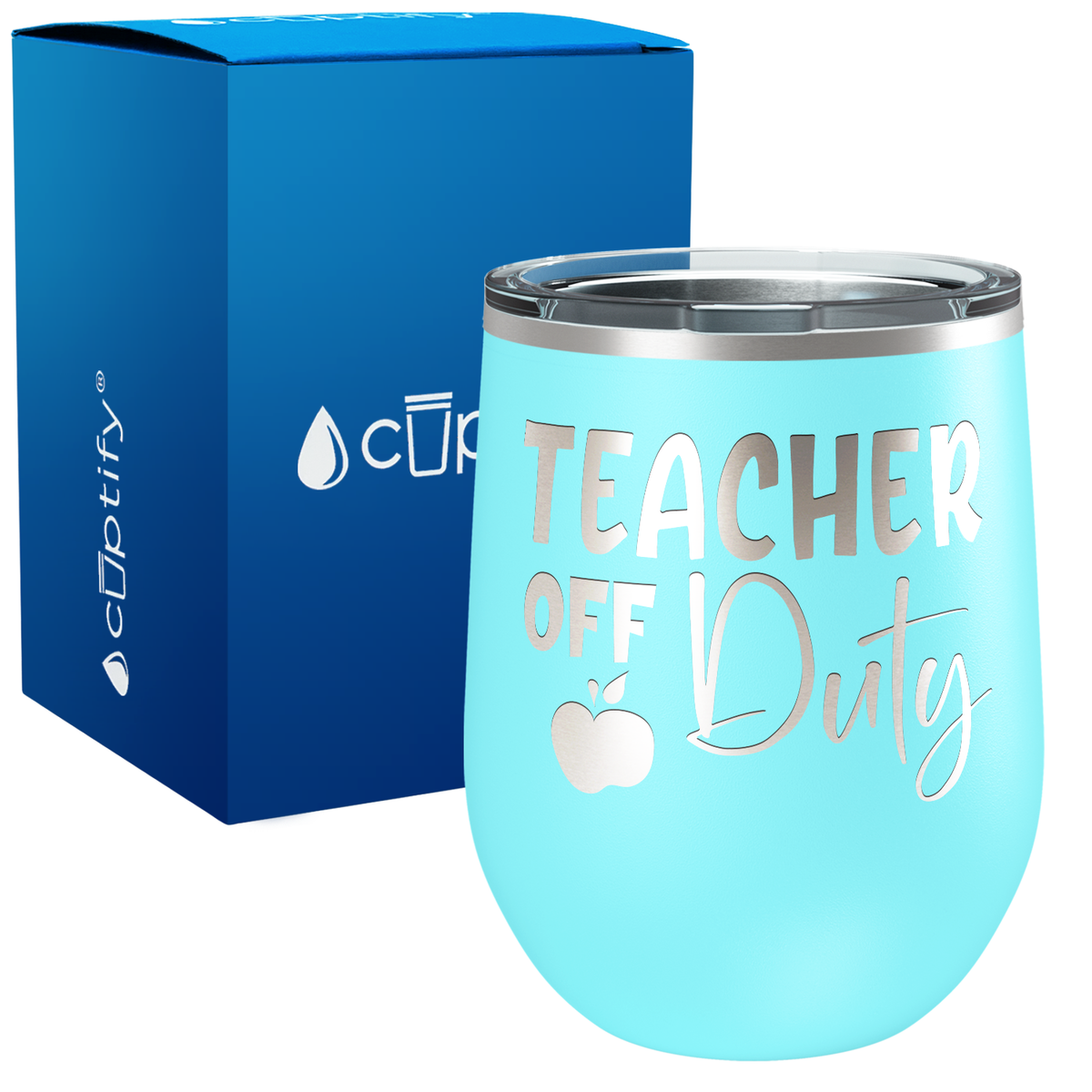 Teacher off Duty with Apple 12oz Teacher Wine Tumbler