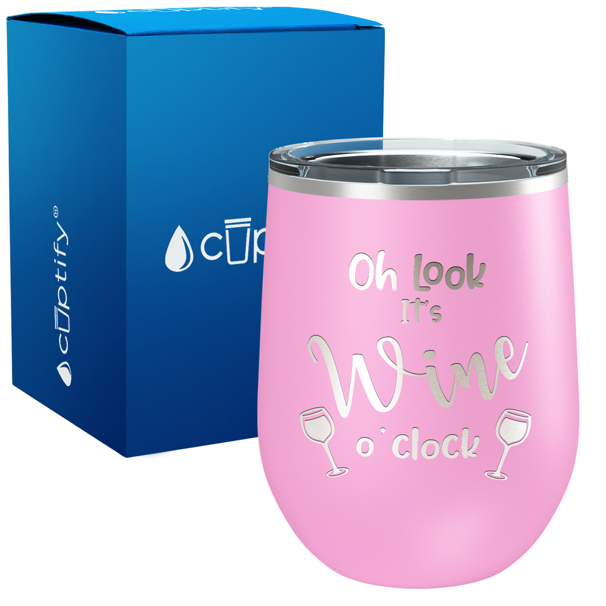 Oh Look It's Wine o'clock Laser Engraved 12 oz Sayings Wine Tumbler