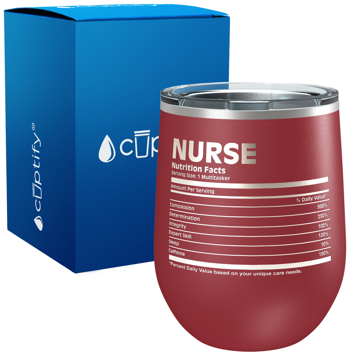 Nurse Nutritional Facts 12oz Nurse Wine Tumbler