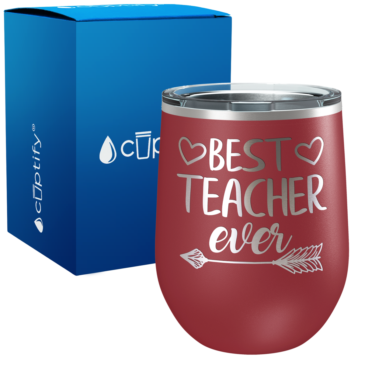 Best Teacher Ever with Arrow 12oz Teacher Wine Tumbler