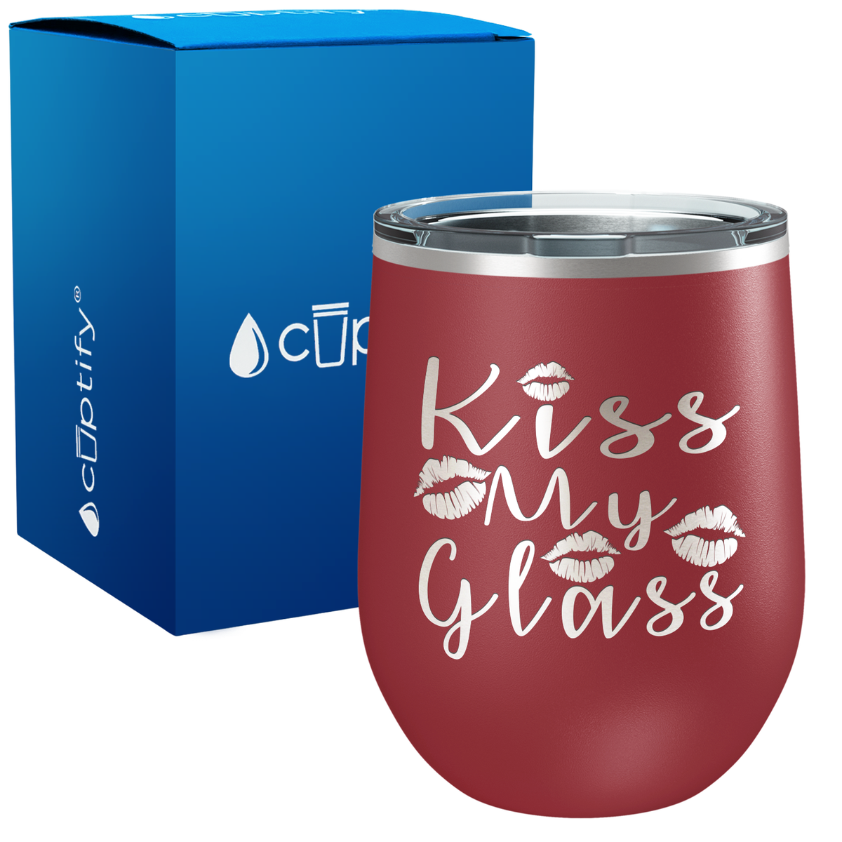 Kiss My Glass 12oz Funny Wine Tumbler