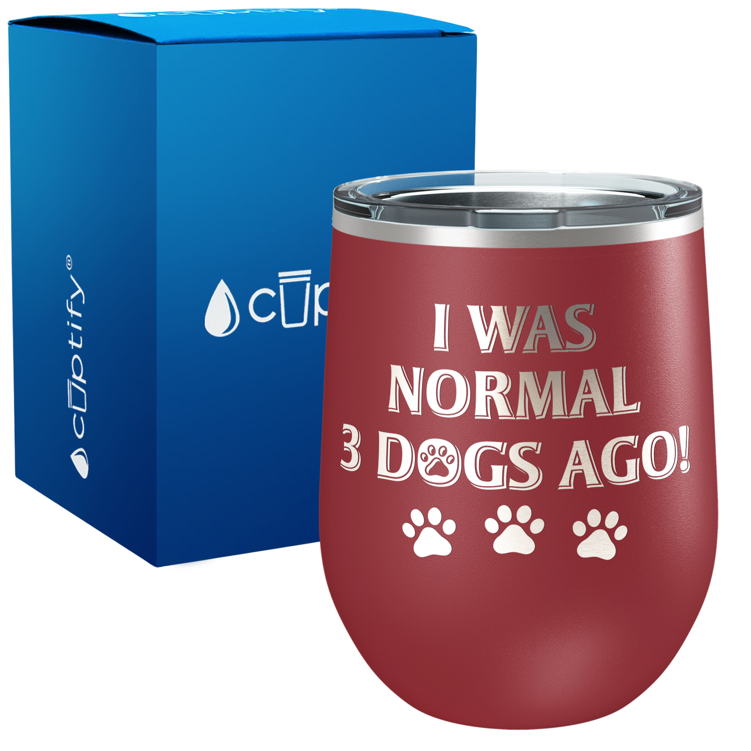 I was Normal 3 Dogs Ago 12oz Dog Wine Tumbler
