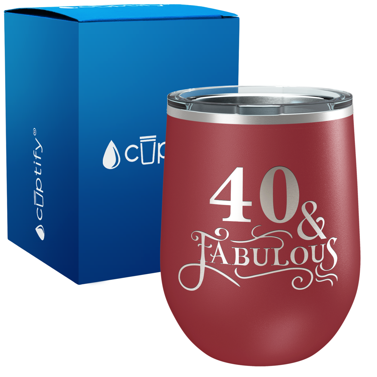 40 & Fabulous Laser Engraved 12oz Birthday Wine Tumbler